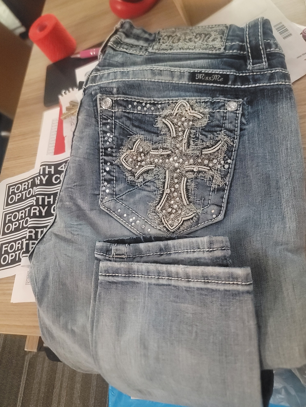 Miss Me Women's Embellished Light Blue Denim Jeans